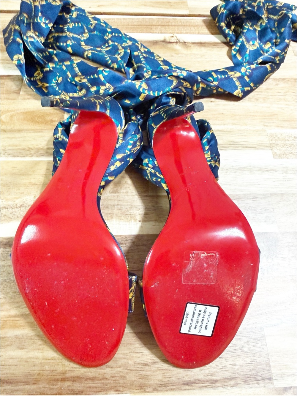 Christian Louboutin Sandale Du Desert 100mm Snake Print Silk Heels Size 39 - Picture 2 of 10